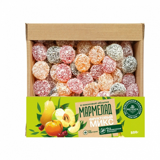  Меренга Мармелад в кокосовой обсыпке Фруктовый микс , 800г     в Междуреченске