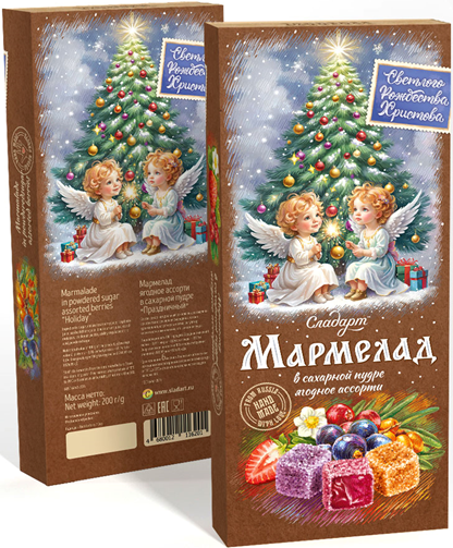 №1 Сладарт(11620) Мармелад Новогодний "Ангелы" Ассорти ягодное в сахарной пудре, 200г    в Междуреченске